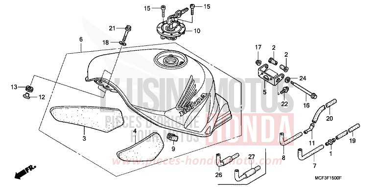 RESERVOIR A CARBURANT de VTR1000 SP-2 GRAPHITE BLACK (NHB01) 2006